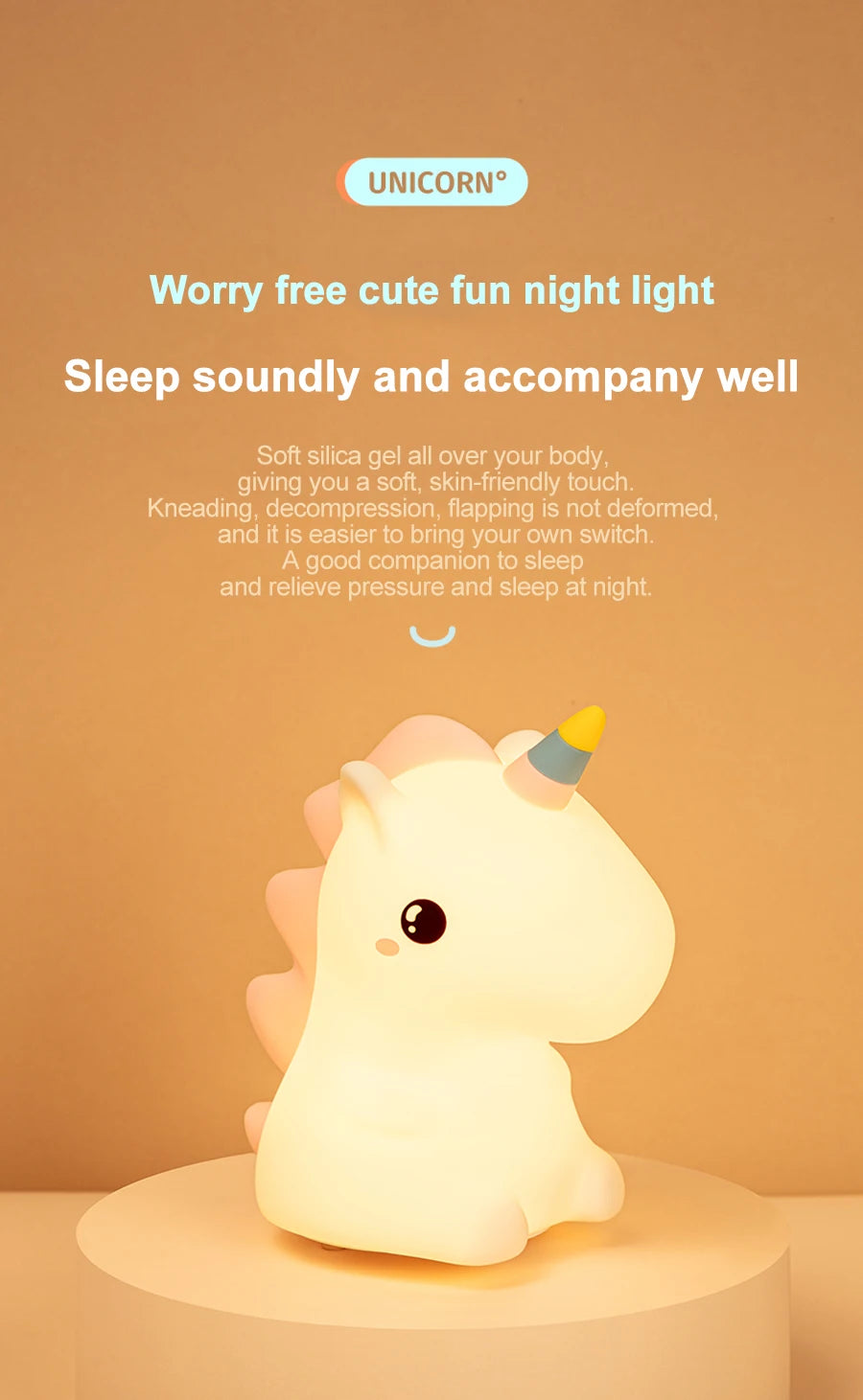 Unicorn Silicone Night Light Rechargeable