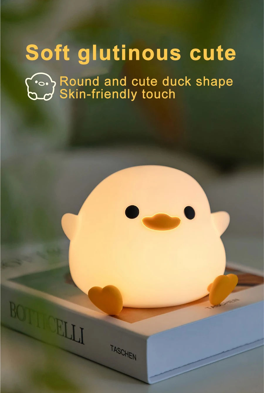 Cute Duck Sillicon Night Light Rechargeable