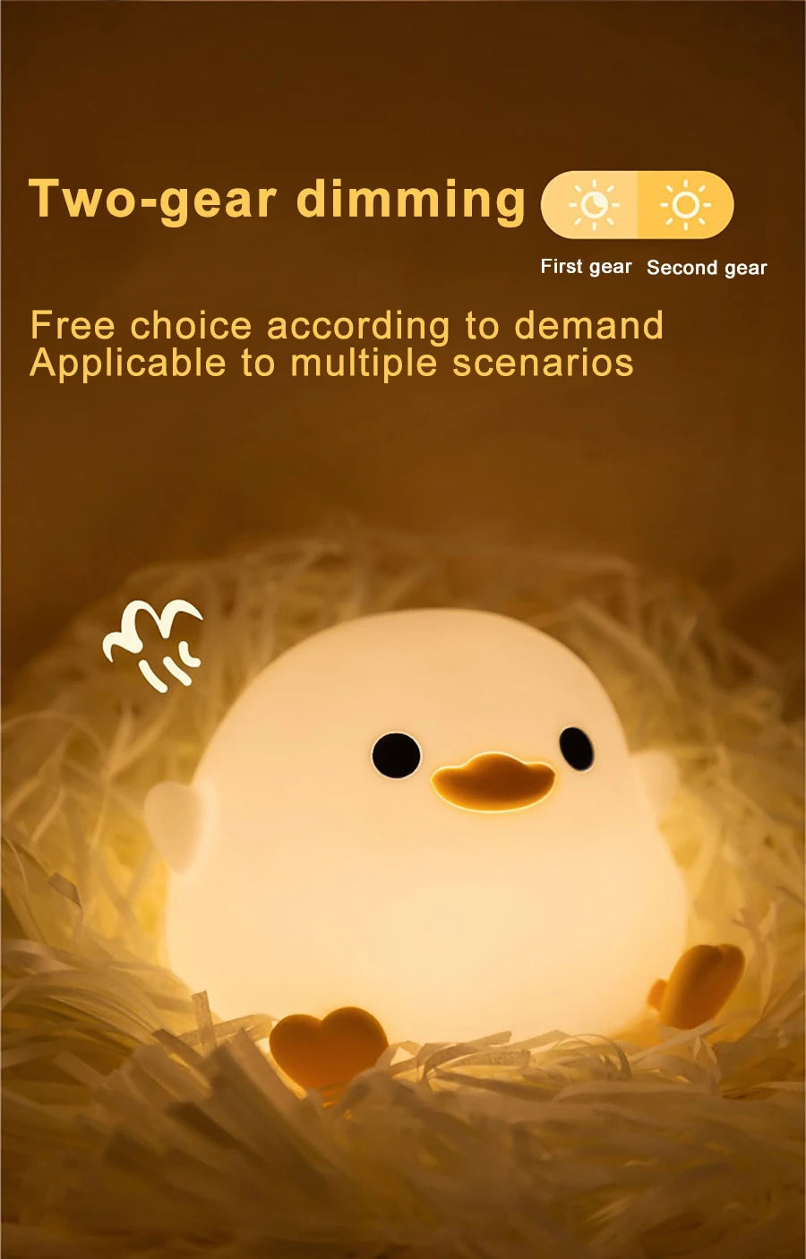 Cute Duck Sillicon Night Light Rechargeable