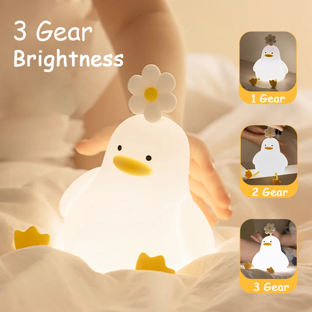 Cute Duck Sillicon Night Light Rechargeable