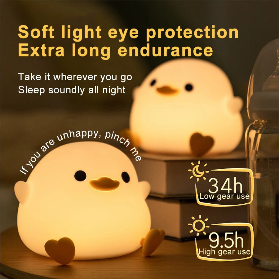 Cute Duck Sillicon Night Light Rechargeable