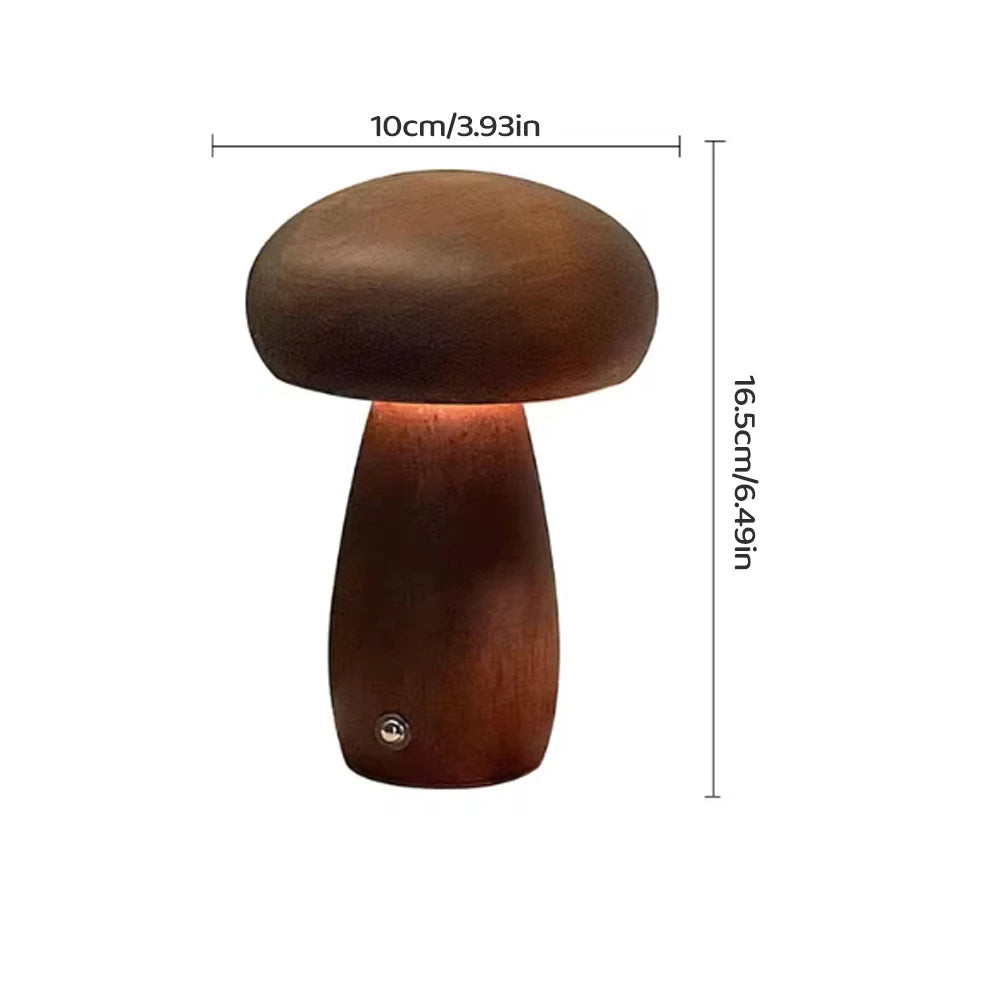 Mushroom Wooden Night Light Rechargeable