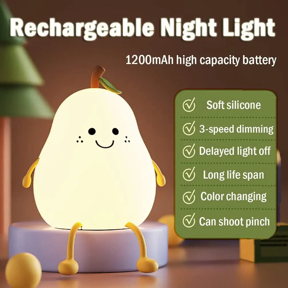 Cute Pear Night Light Rechargeable