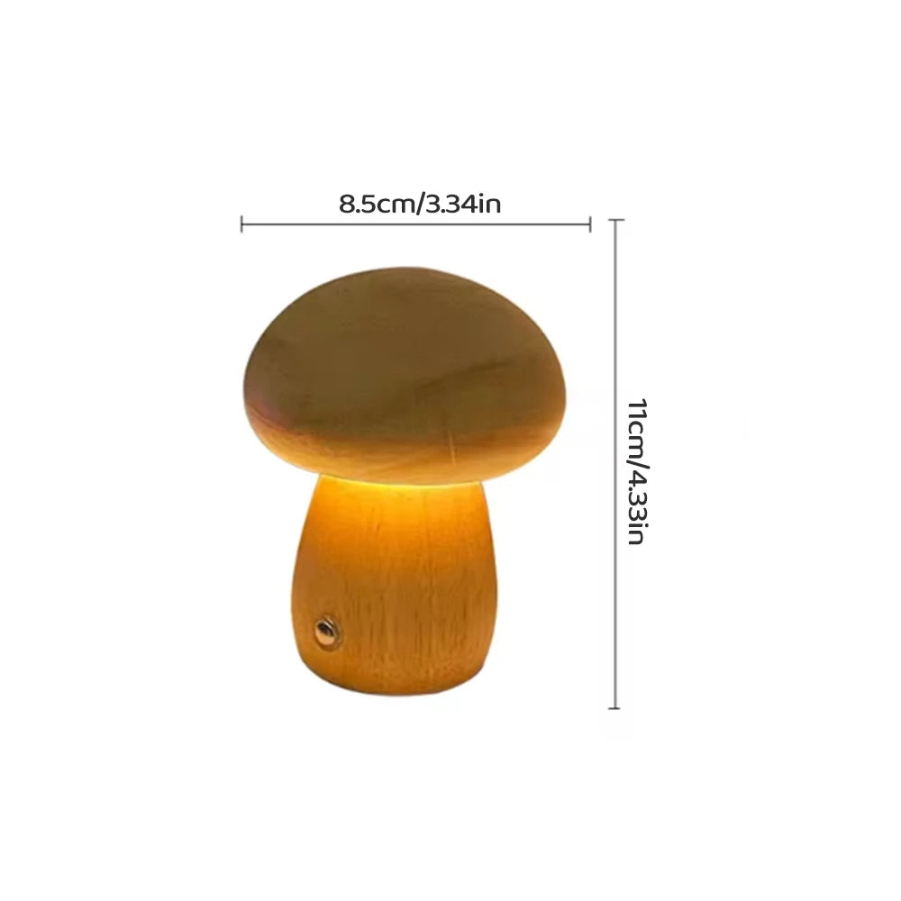 Mushroom Wooden Night Light Rechargeable