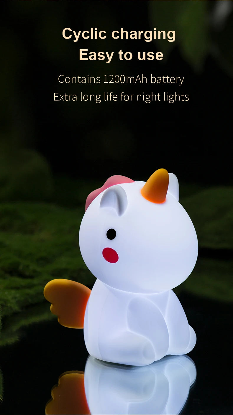 Unicorn Silicone Night Light Rechargeable