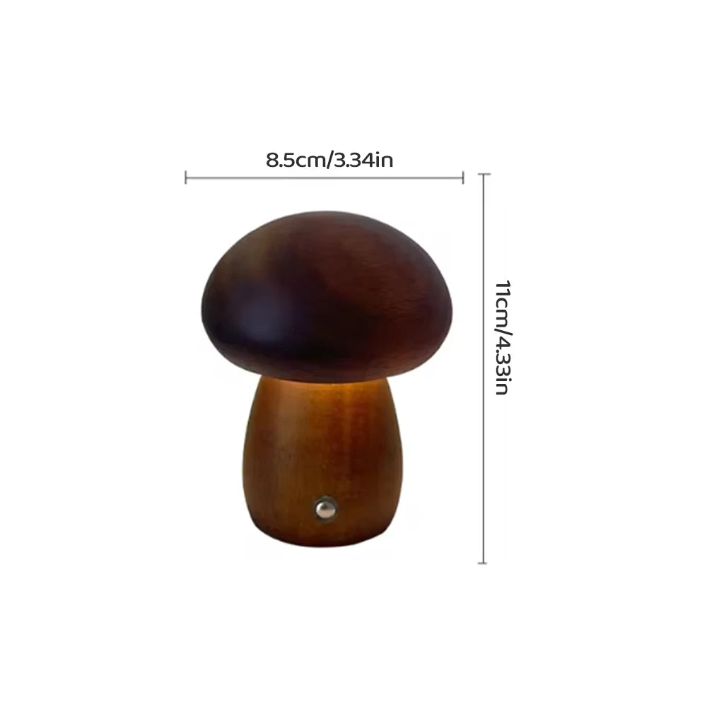 Mushroom Wooden Night Light Rechargeable