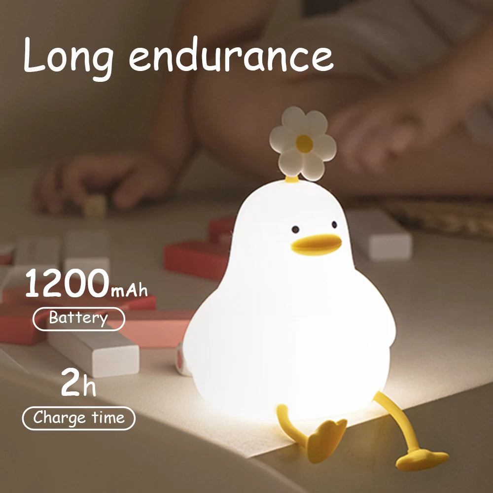 Cute Duck Sillicon Night Light Rechargeable