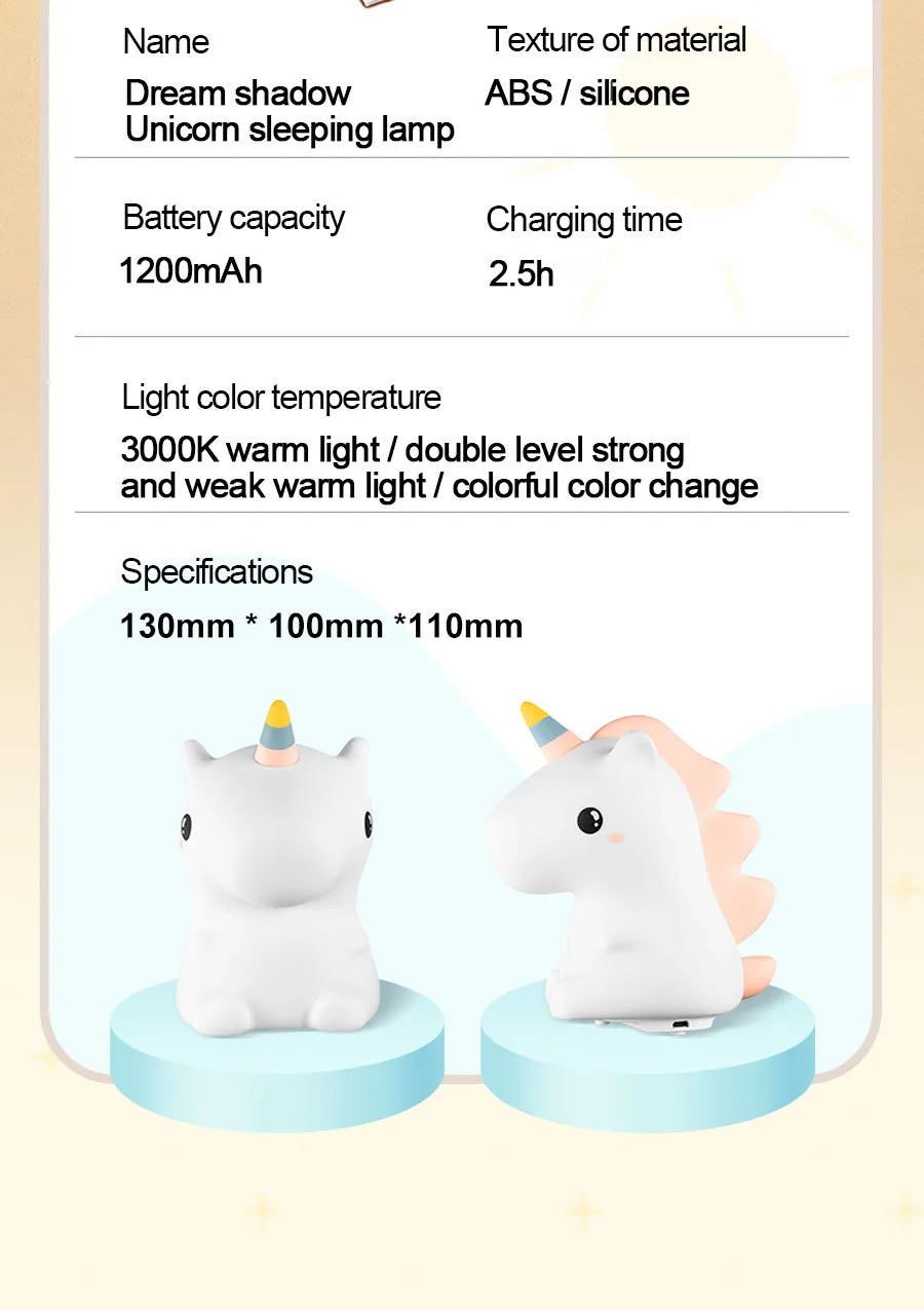 Unicorn Silicone Night Light Rechargeable