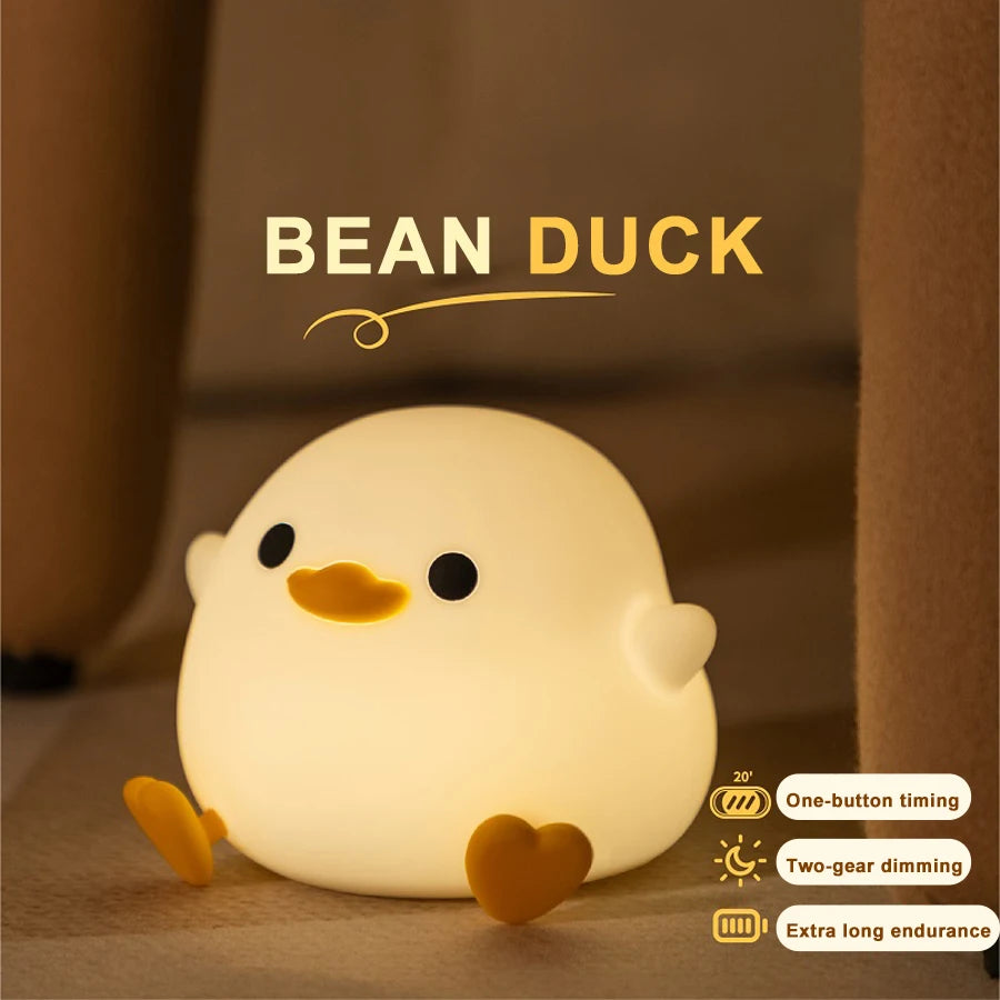 Cute Duck Sillicon Night Light Rechargeable