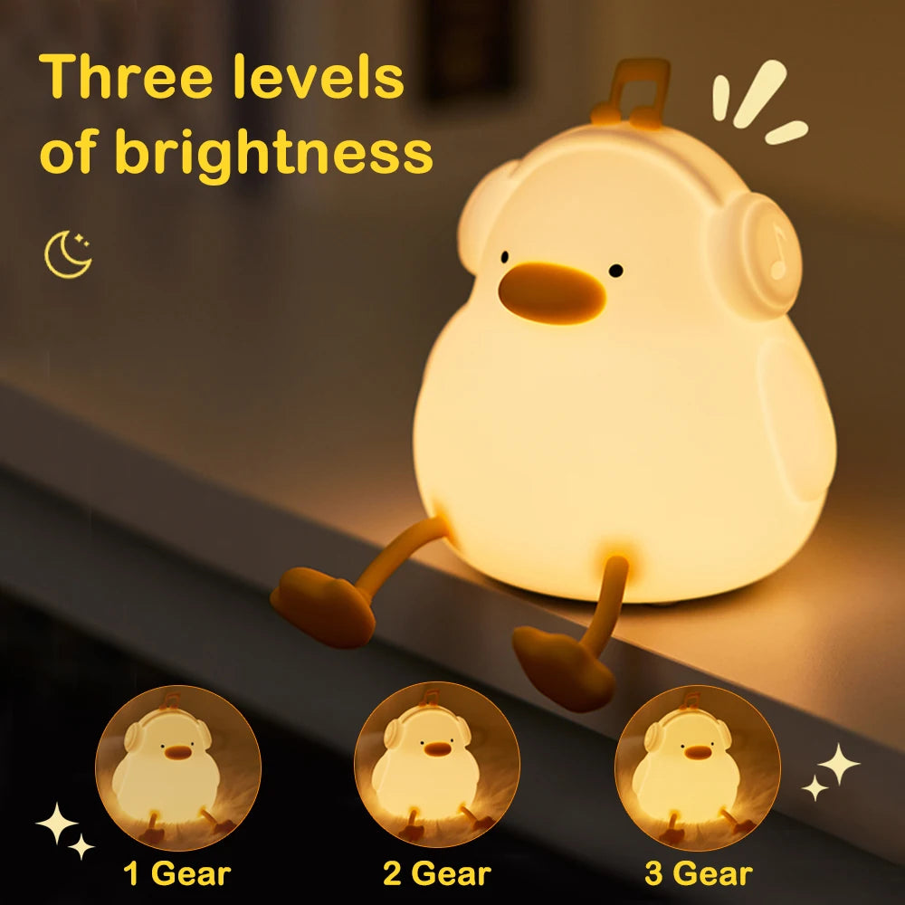 Cute Duck Sillicon Night Light Rechargeable