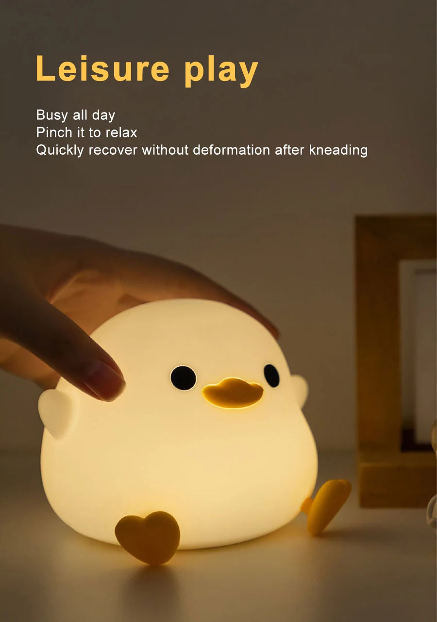 Cute Duck Sillicon Night Light Rechargeable