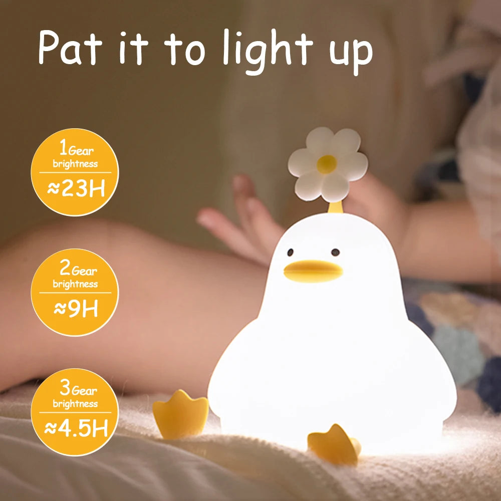 Cute Duck Sillicon Night Light Rechargeable